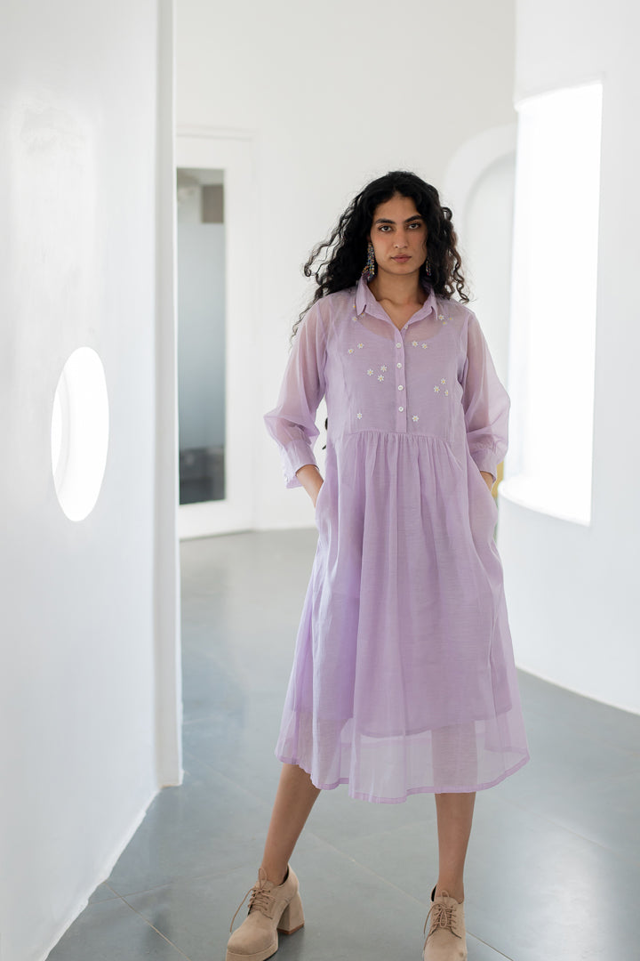 Pale Periwinkle Chanderi dress