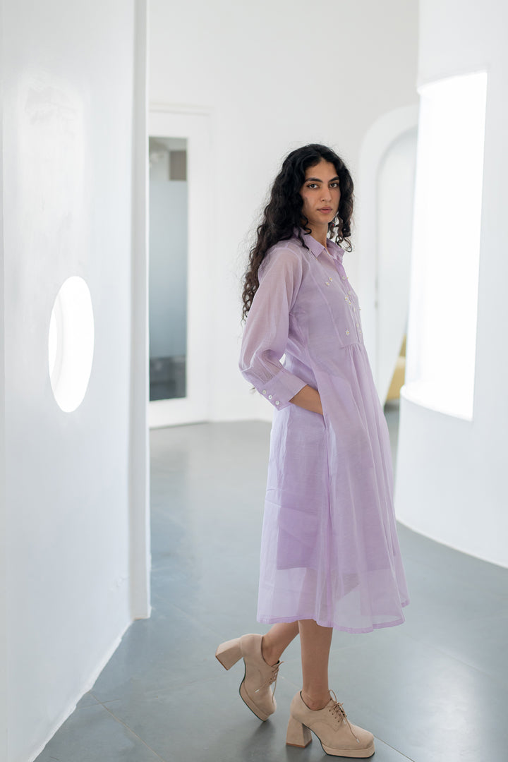 Pale Periwinkle Chanderi dress