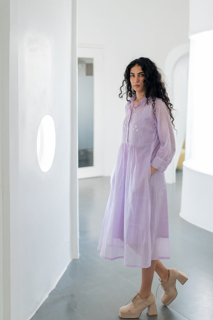 Pale Periwinkle Chanderi dress