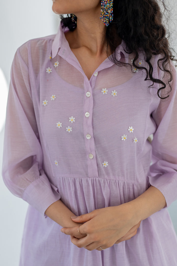 Pale Periwinkle Chanderi dress