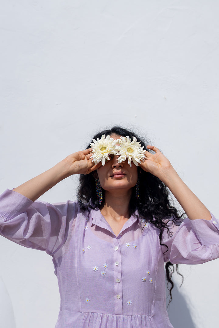 Pale Periwinkle Chanderi dress