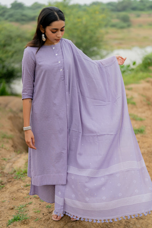 Pale Purple Kurta Set with Dupatta