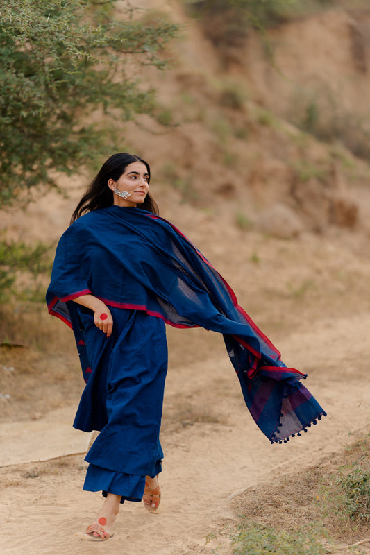 Egyptian blue Kalidaar Kurta Set