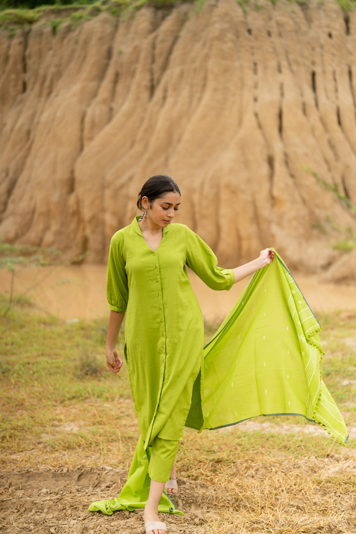 Green Apple Kurta Set with dupatta
