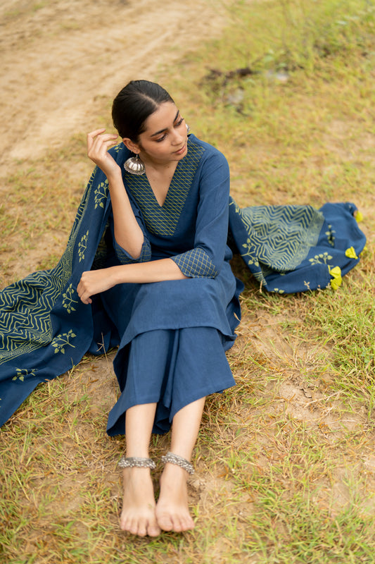 Indigo Blue Kurta Set with Dupatta