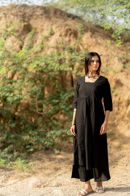 Coal Black Kurta Set