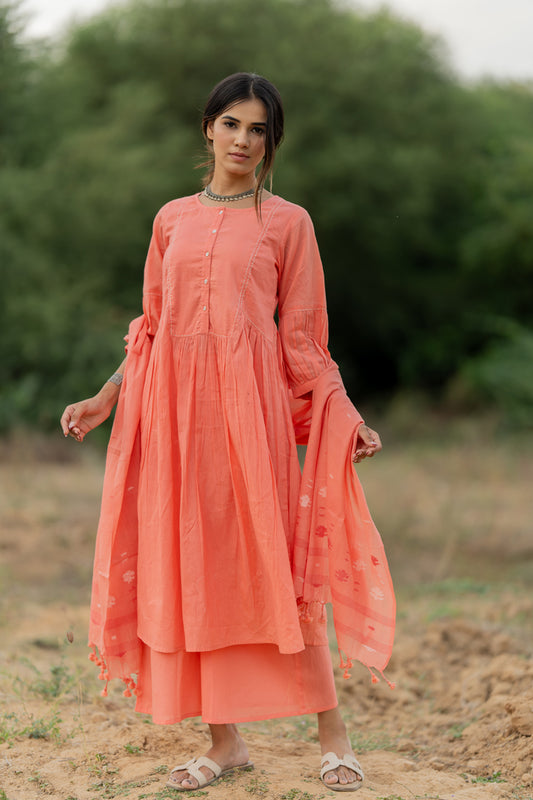 Peach Rose Jaamdani Dupatta