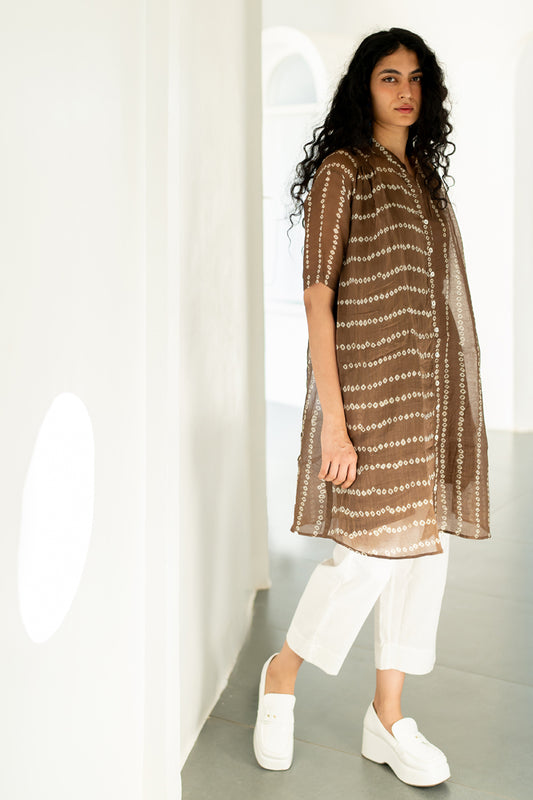 Rosewood Bandhej Tunic with white pants
