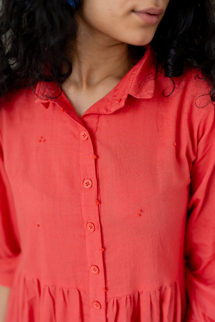 Coral Tiered Dress