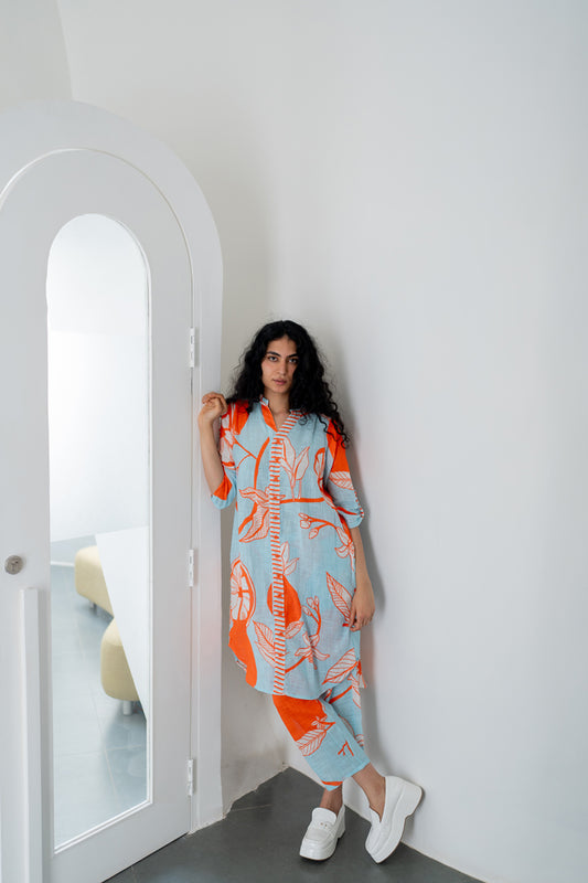 Mandarin Print Cotton Co-Ord