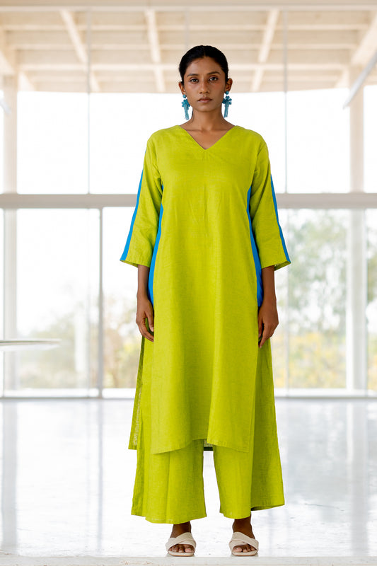 Avocado Azure Box Slit Kurta Set