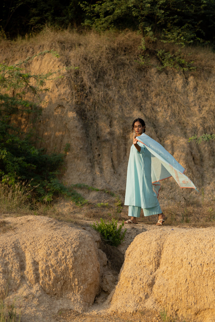 Dewy Blue Kurta Set with Dupatta