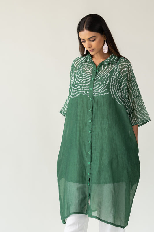 Emerald Swirl Bandhani Tunic and Pants Set
