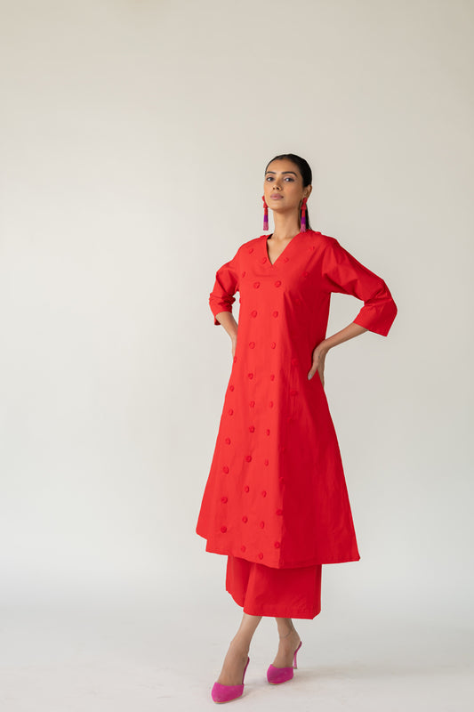 Rouge Polka Embroidered Co-Ord