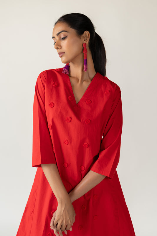 Rouge Polka Embroidered Kurta