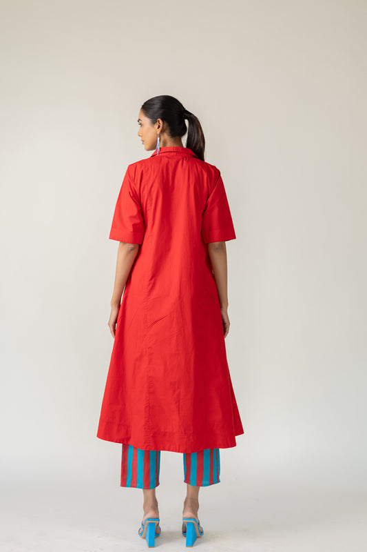 Scarlet Stride Shirt Dress