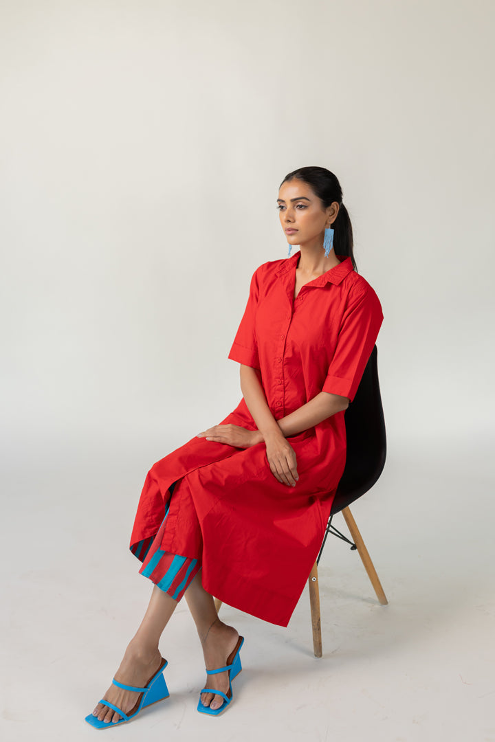 Scarlet Stride Shirt Dress
