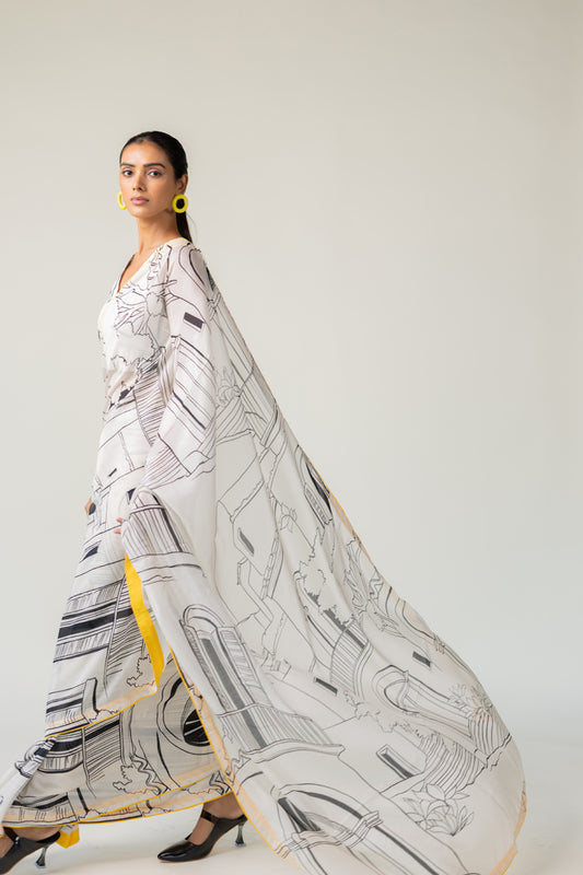Mediterranean Citylines Saree