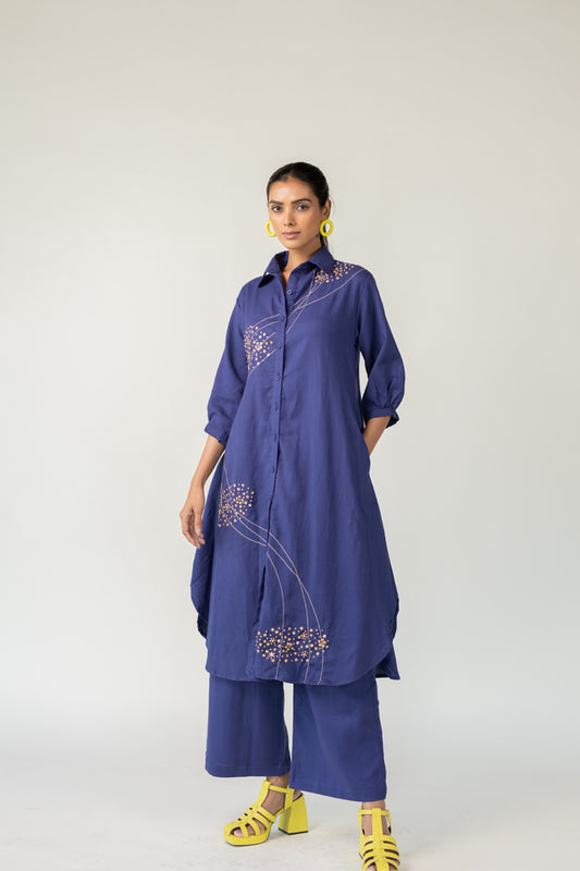 Indigo and Ecru Fluidity Tunic Set