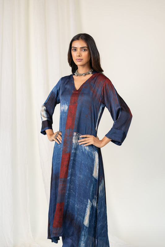 Navy Crimson Streak Kurta