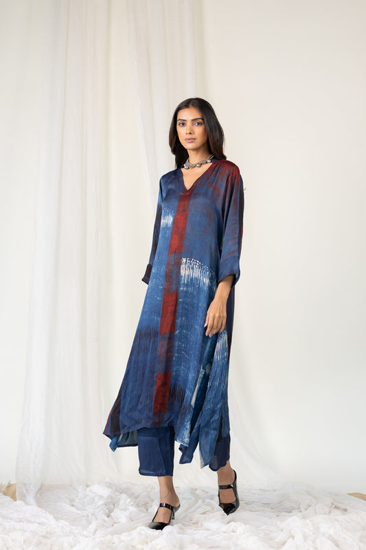 Navy Crimson Streak Kurta Set