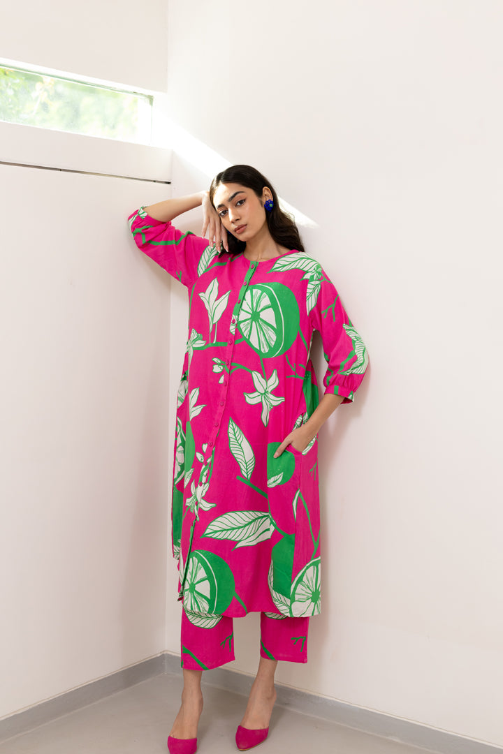 Citrus Grove Button-down Kurta set