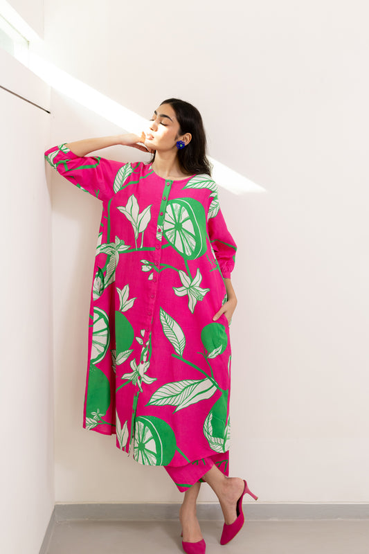 Citrus Grove Button-down Kurta set