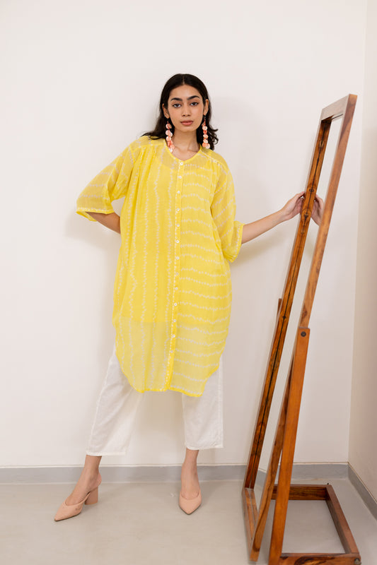 Corn Yellow Bandhej Tunic