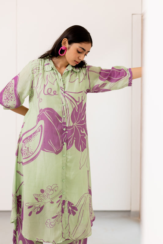 Mint Purple Papeeta Kurta Set