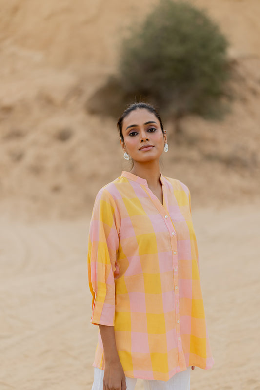 Pastel Sunrise Checkered Shirt