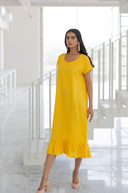 Lemons and Candies Ruffle Hem Dress