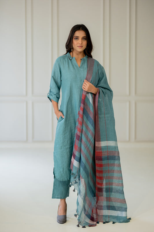 Paradiso Linen Kurta Set with Dupatta