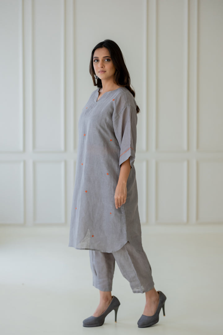 Ashes and Ambers Linen Kurta Set