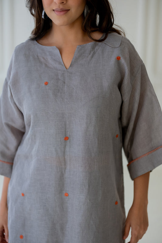 Ashes and Ambers Linen Kurta Set