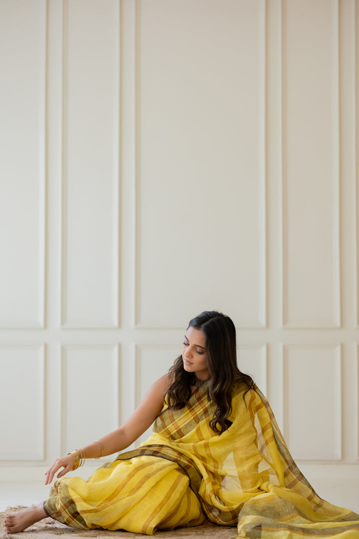 Marigold Linen Saree