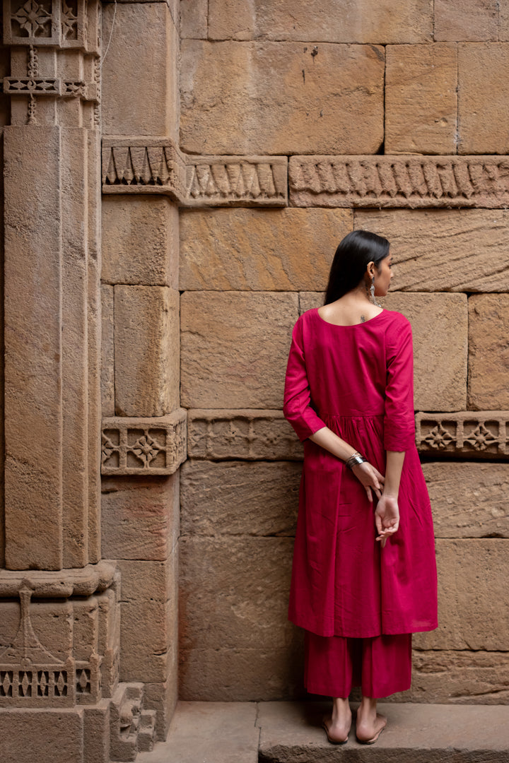 Hibiscus pink Kurta set with dupatta