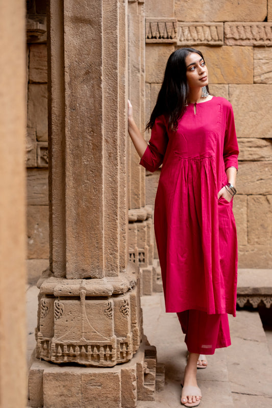 Hibiscus pink Kurta set