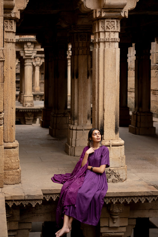 Dark orchid kurta set with dupatta