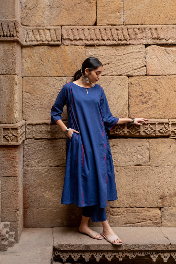 Midnight blue kurta set with dupatta