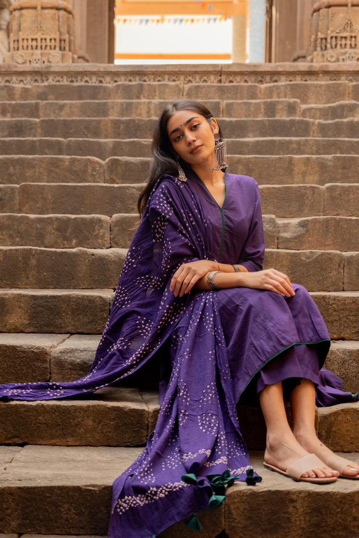 Purple grape kurta set with dupatta