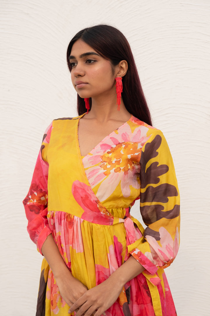 Tuscany Flowers Wrap Dress