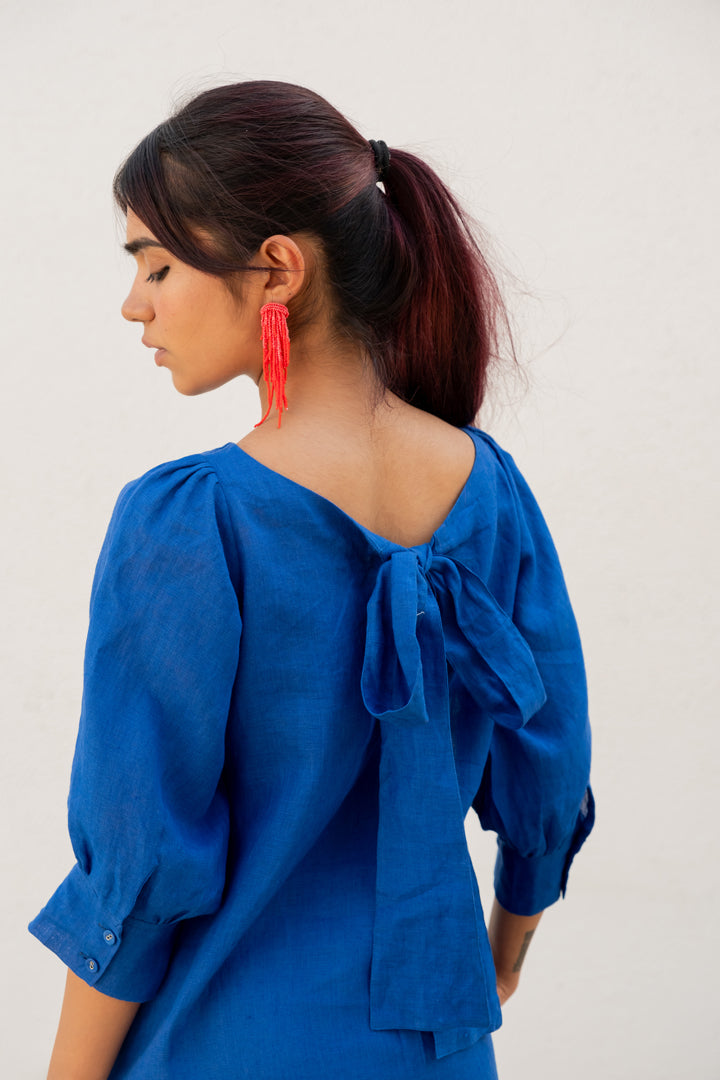 Sapphire Blue Linen Dress