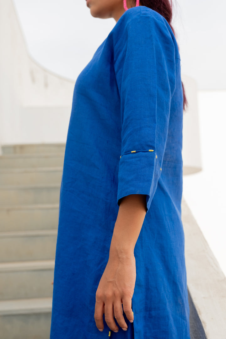 Sapphire Linen Kurta