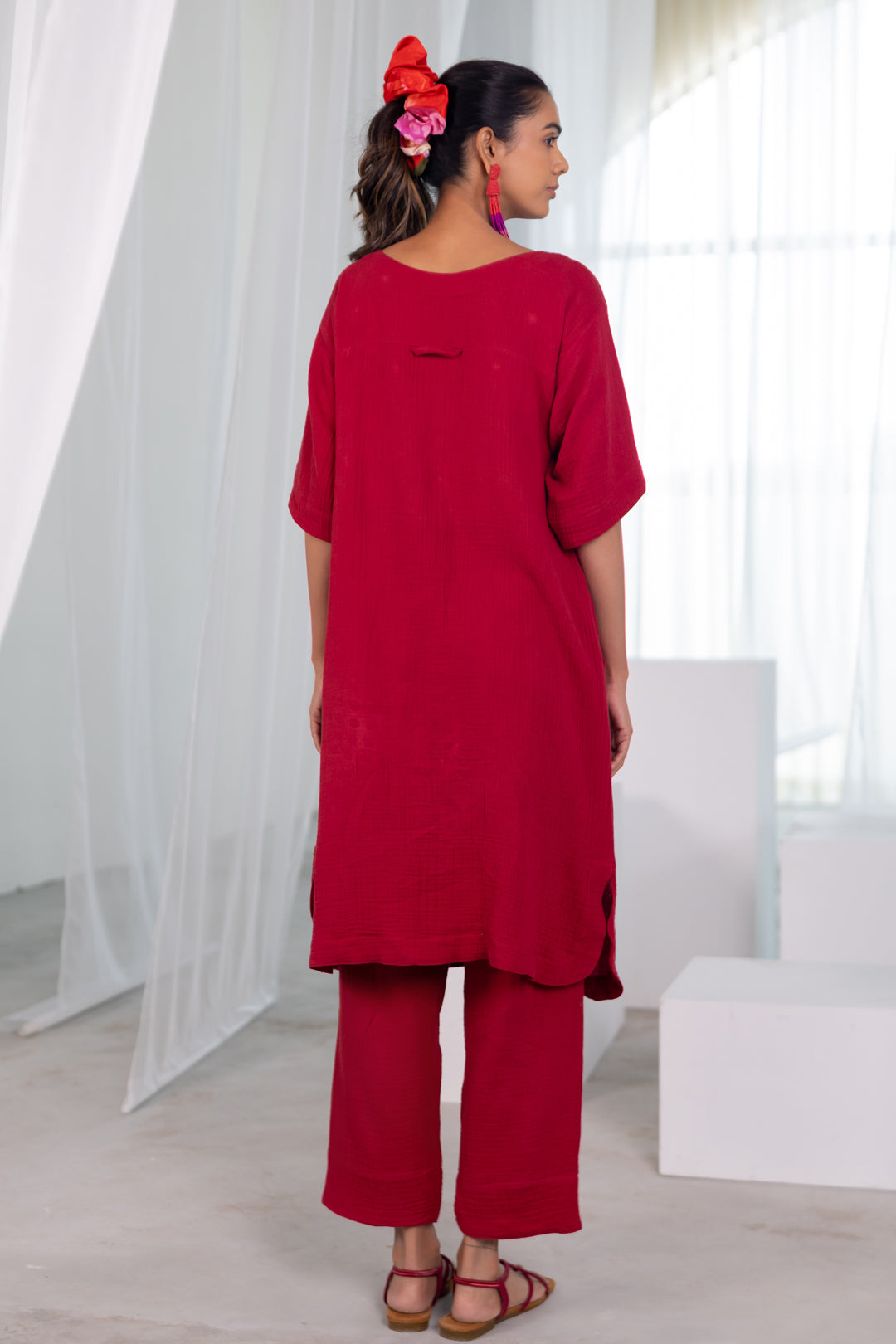 Deep Crimson Monofloral Kurta