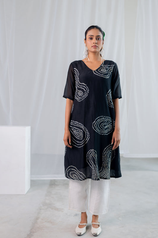 Black Sand Bandhani Kurta