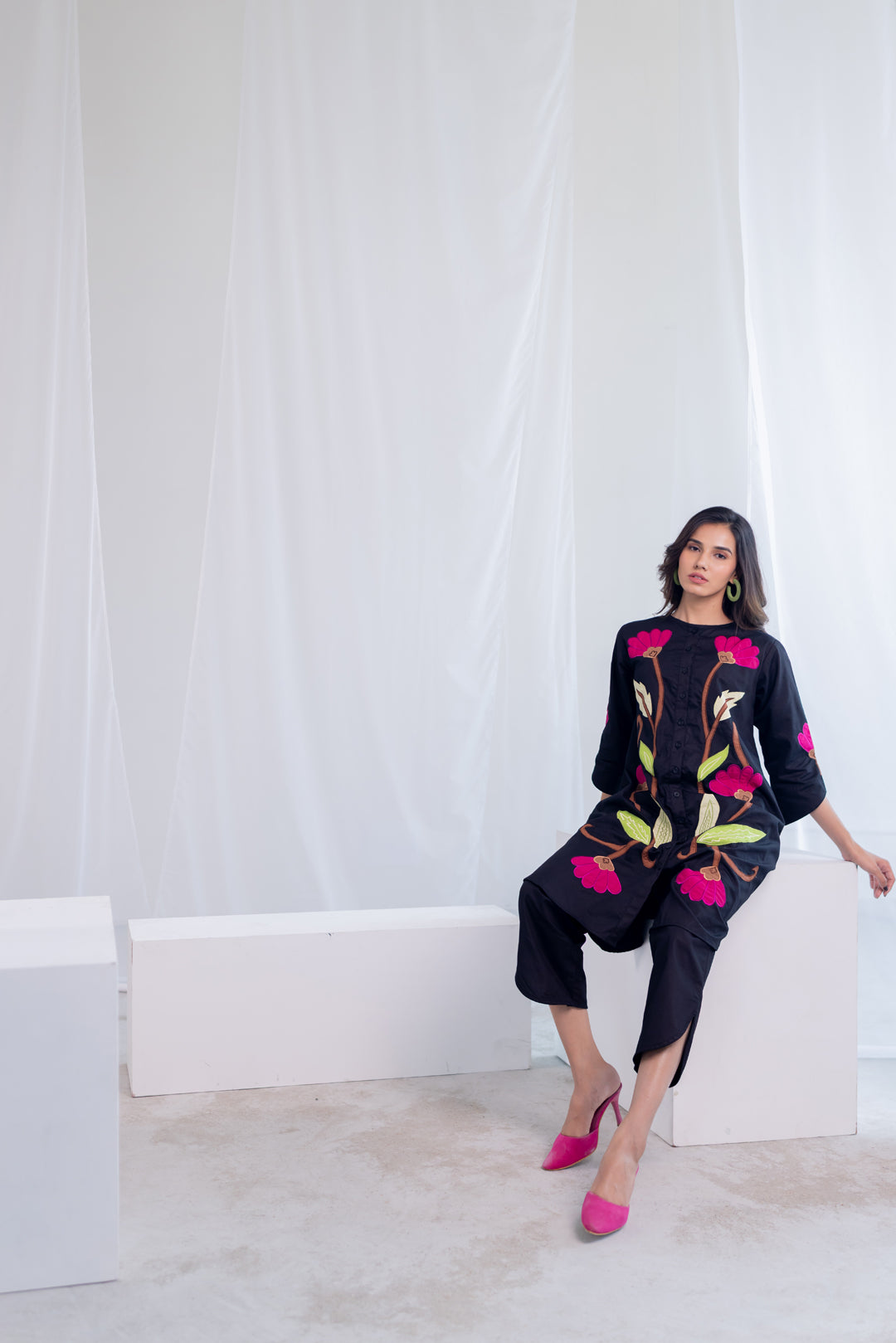 Flowers on Embers Applique Tunic Set