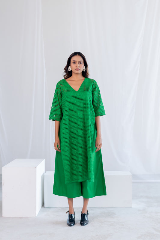 Emerald Eyelet Kurta Co- Ord