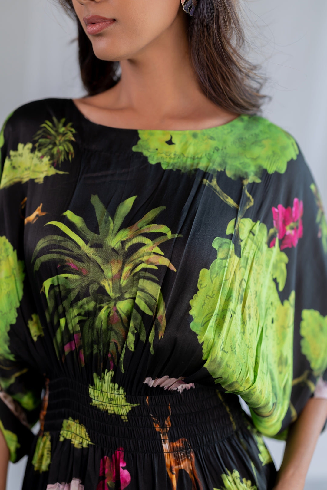 Madagascar Forest Satin Dress