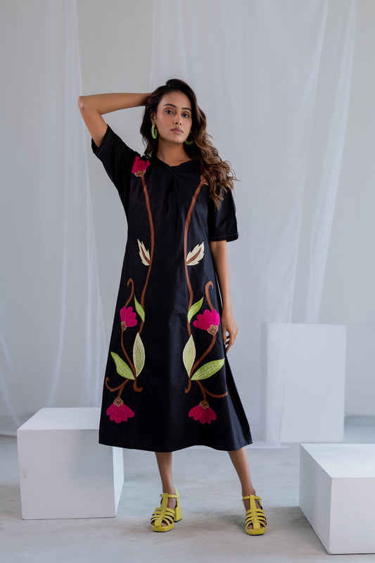 Flowers on Embers Applique Dress