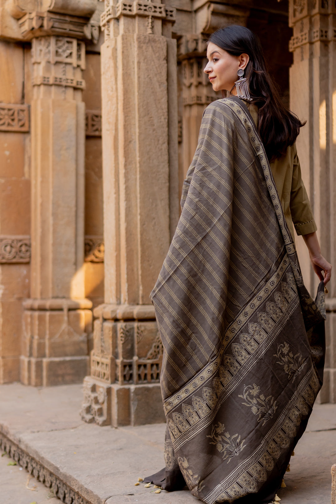 Banni Clay Kurta Set with Ajrakh Dupatta